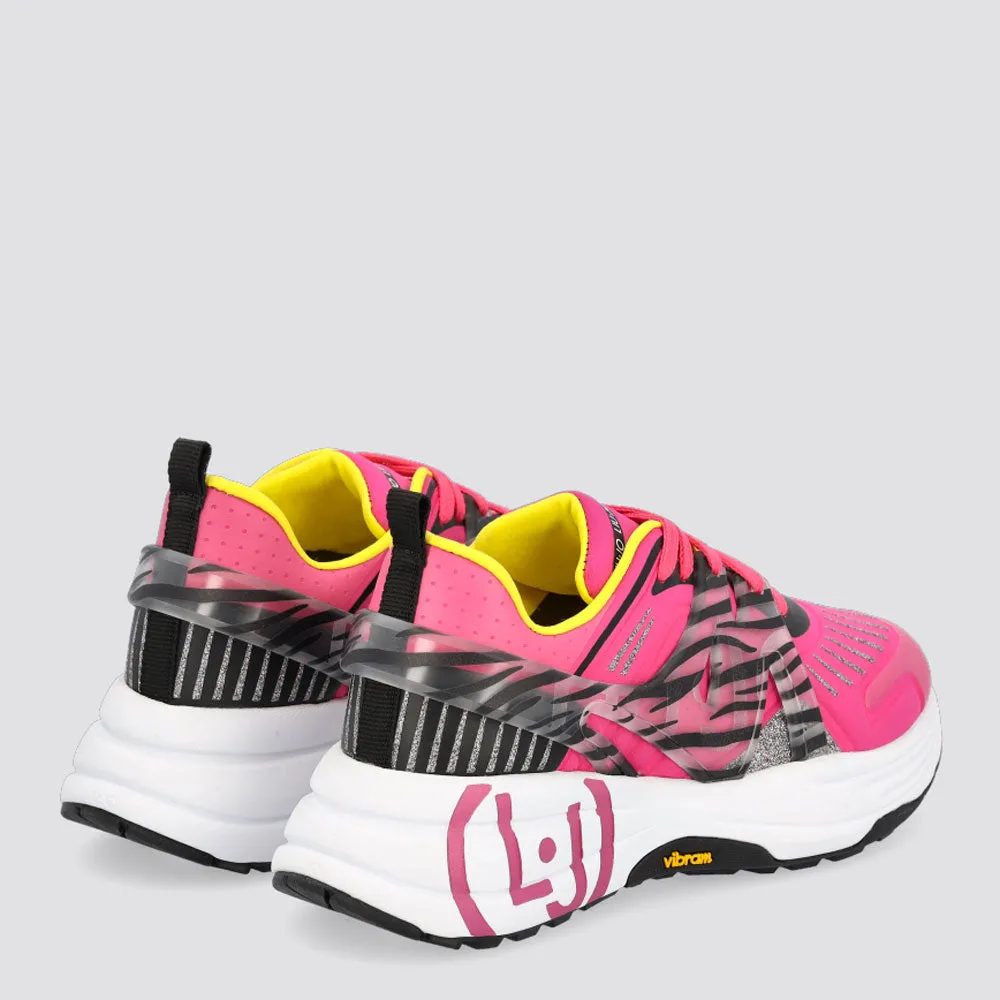 Scarpe Donna LIU JO Sneakers Running in Lycra colore Bianco e Fuxia