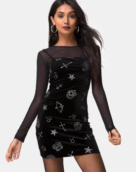 Selah Dress in Black Velvet Medium Astro Glitter