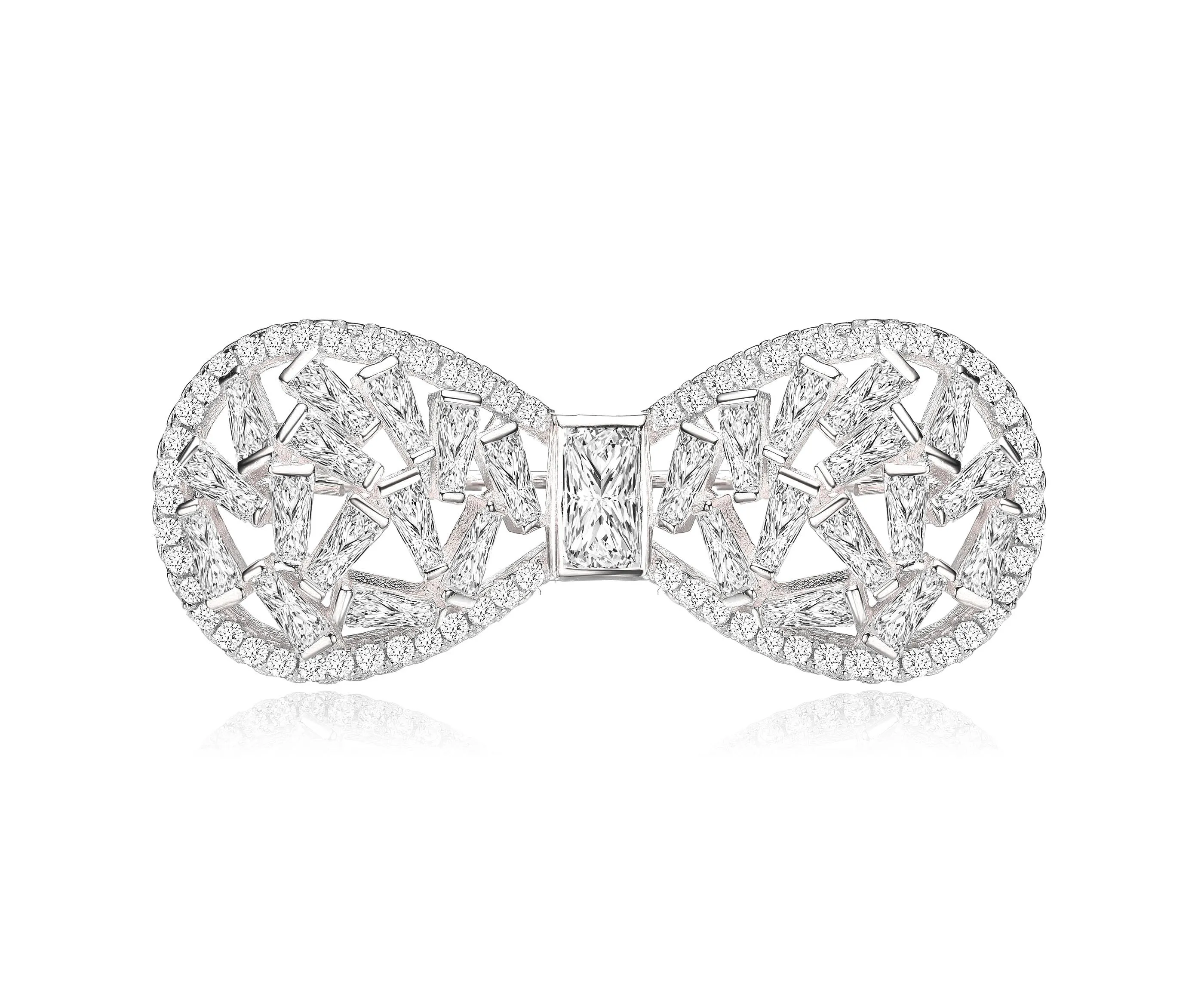 Sterling Silver Cubic Zirconia Bow Pin