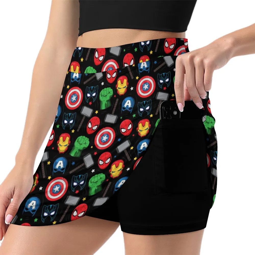 Super Heroes Athletic A-Line Skirt With Pocket Solid Shorts