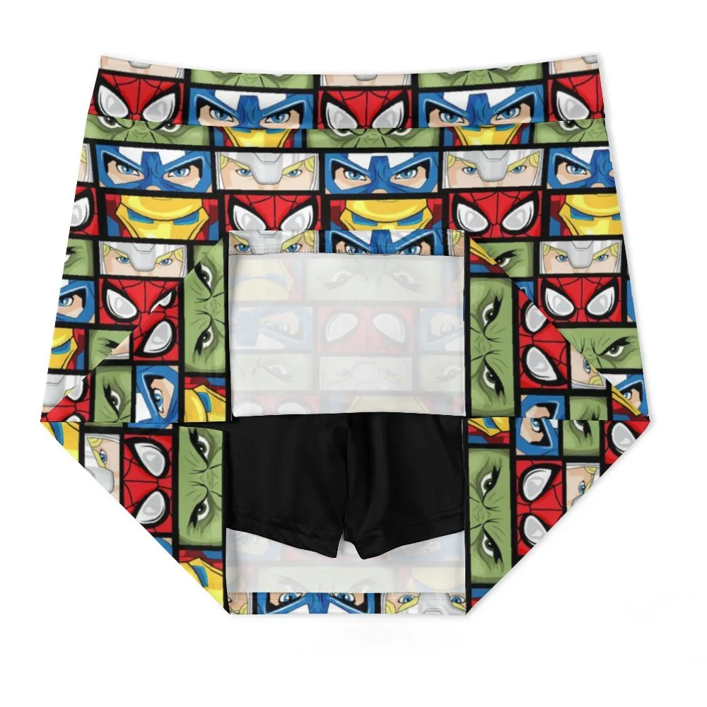 Super Heroes Eyes Athletic A-Line Skirt With Pocket Solid Shorts