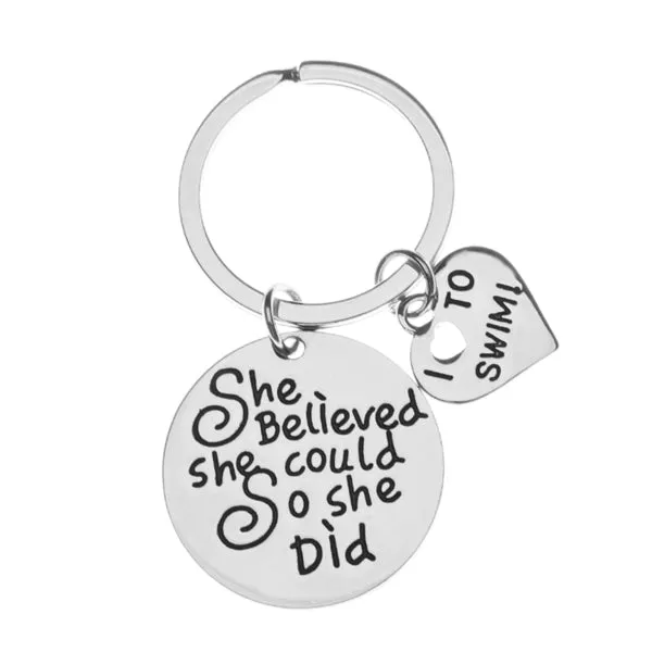 Swim Keychain -  She Believed She Could So She Did