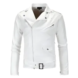 The Harley Slim Fit Faux Leather Moto Biker Jacket - Pearl