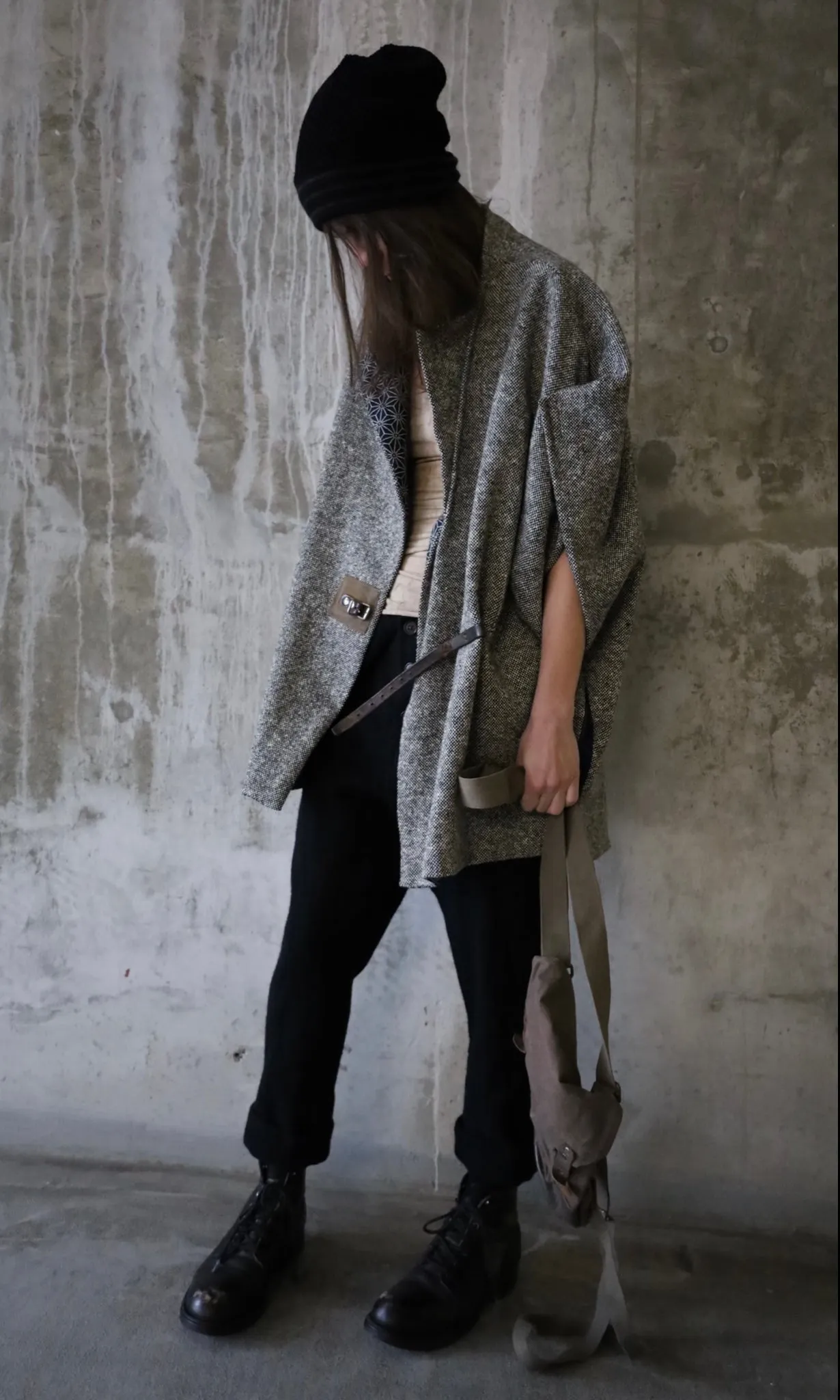 TWEED WOOL WRAP COAT