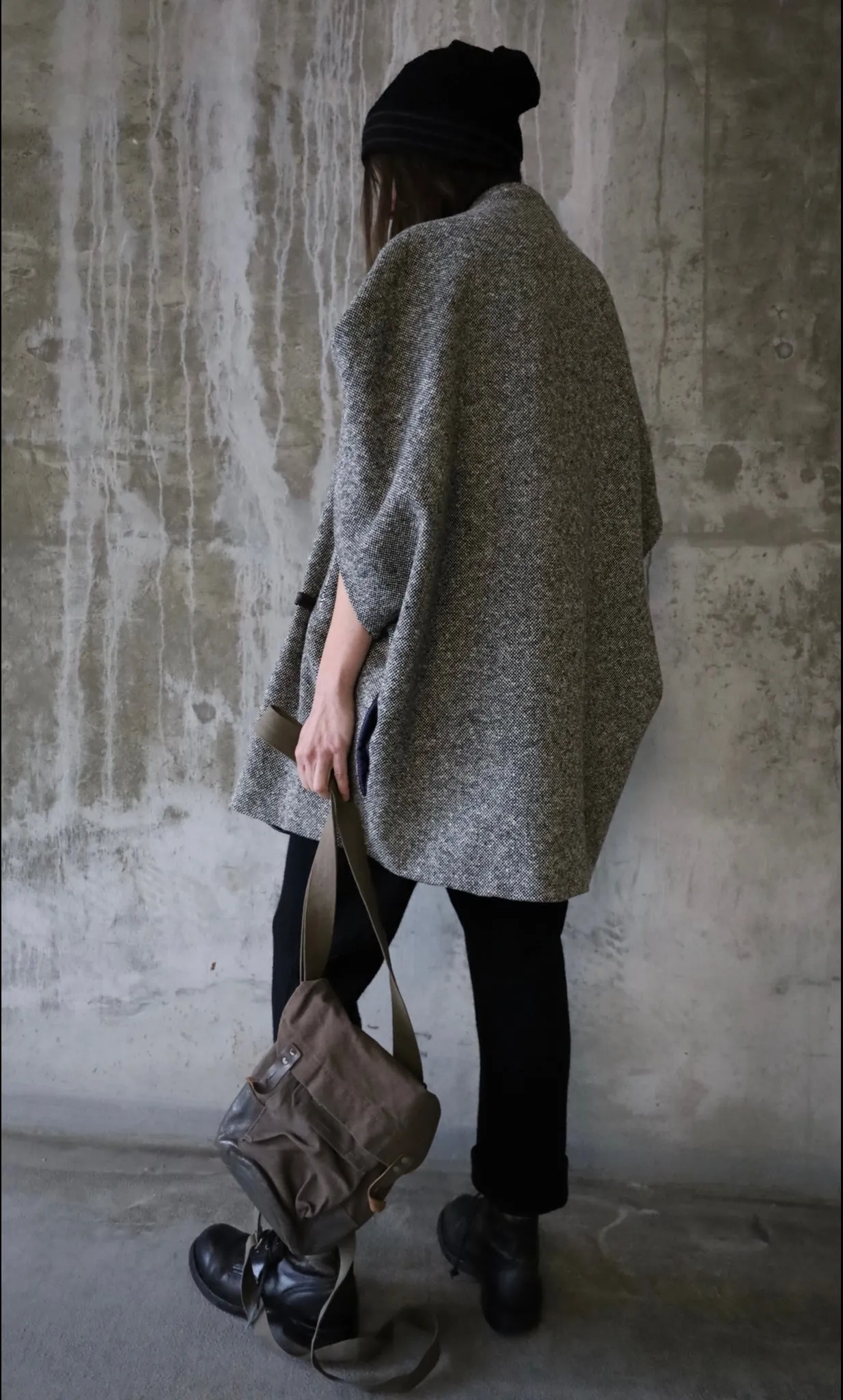 TWEED WOOL WRAP COAT