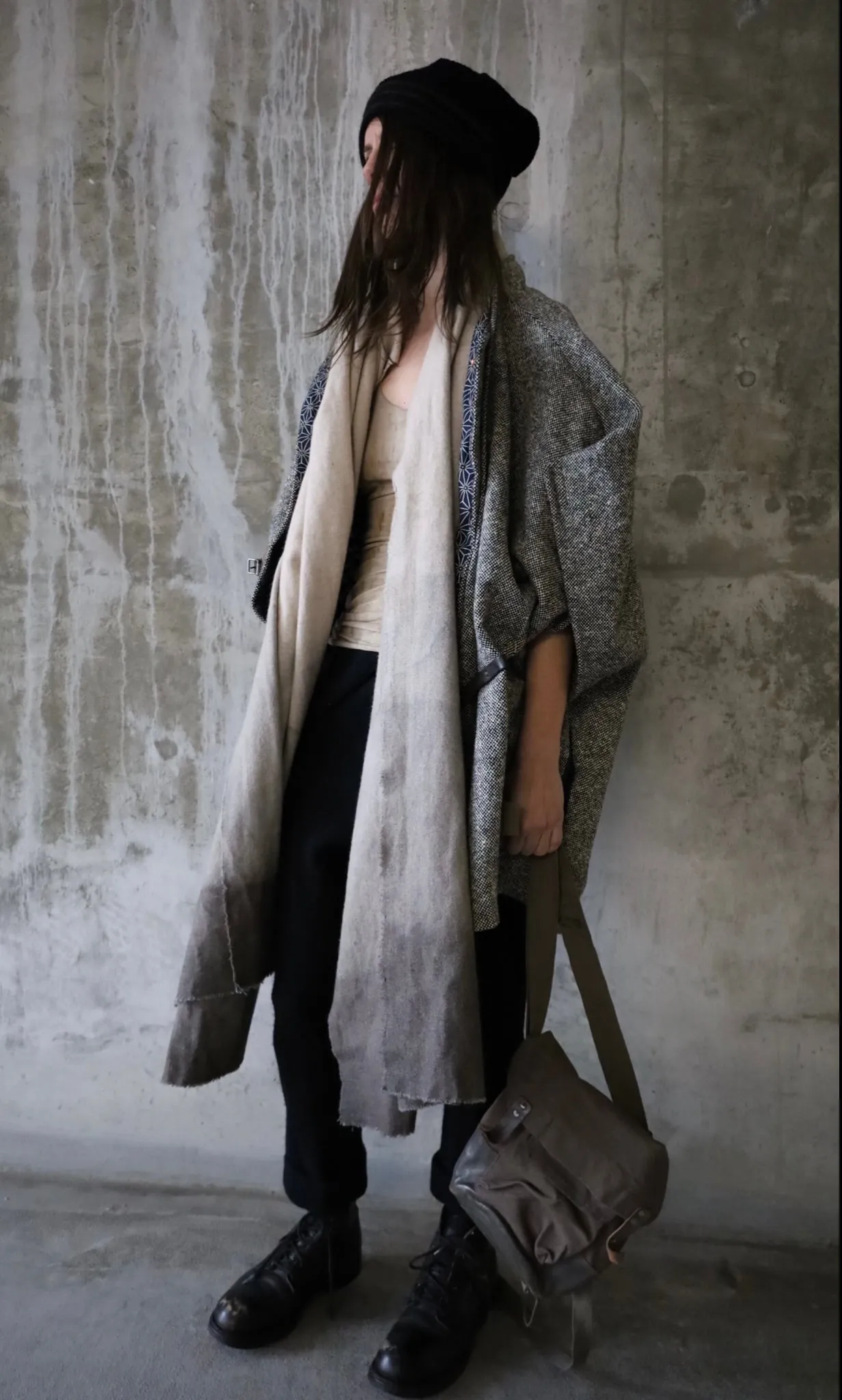 TWEED WOOL WRAP COAT