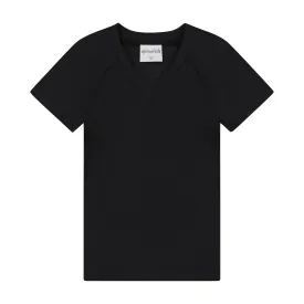 V NECK TEE-Black