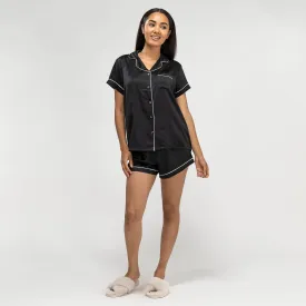 Women's Black Satin Short Pyjamas